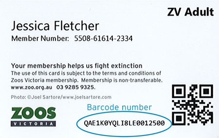 Member Card with barcode example - old