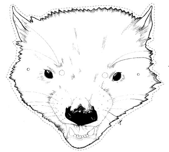 Tasmanian Devil cut-out face mask.