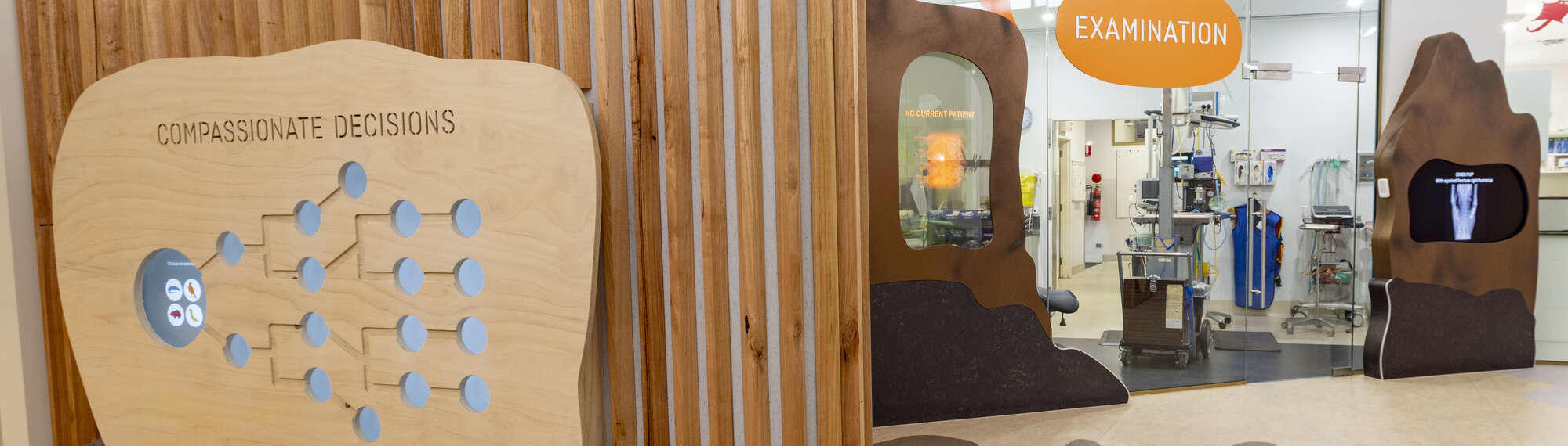 View of the new Australian Wildlife Health Centre, with the "Compassionate Decisions" display on the left.