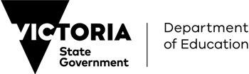 Black on white graphic logo for the Victorian State Government's Department of Education.
