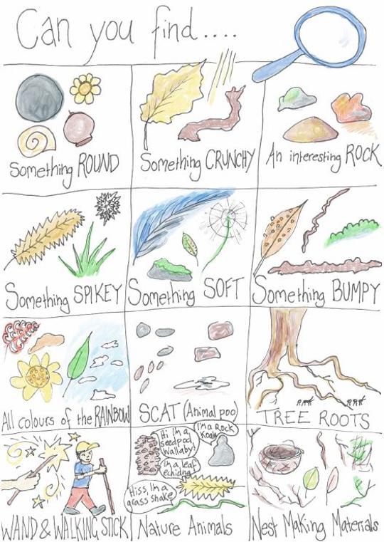 Bingo card of things to find at the Zoo.