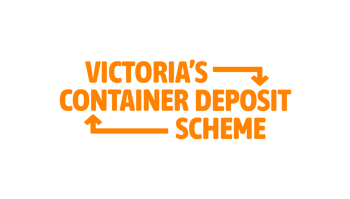 "Victoria's Container Deposit Scheme" - logo of orange text and arrows.