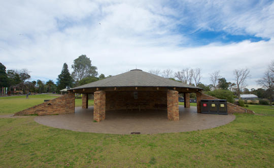 View of West Picnic Pavilion at Melbourne Zoo.