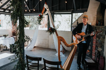 Guitarist practising ahead of a wedding ceremony at the Robert Eadie Pavilion.