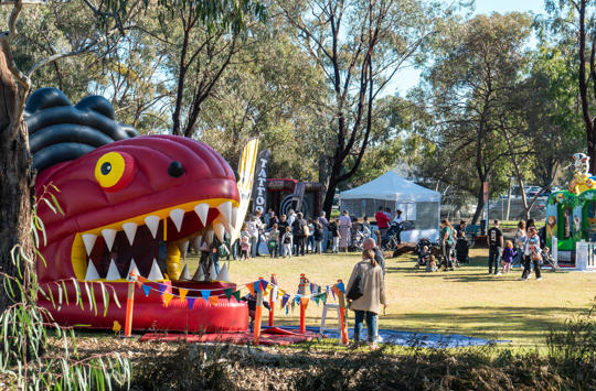 Image from KFP Wild Weekender 2024, featuring bounce castle