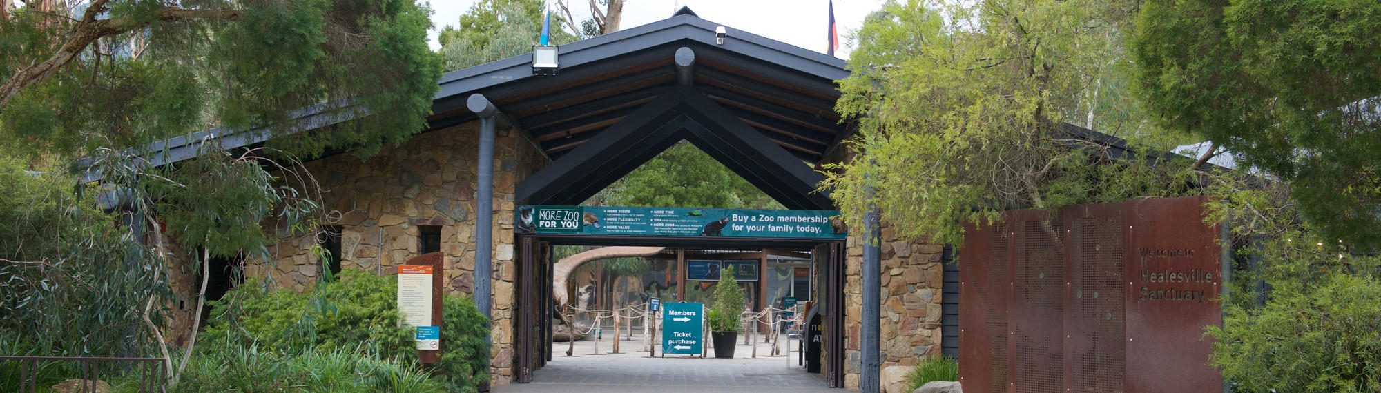 View of Healesville Sanctuary's Main Entrance.