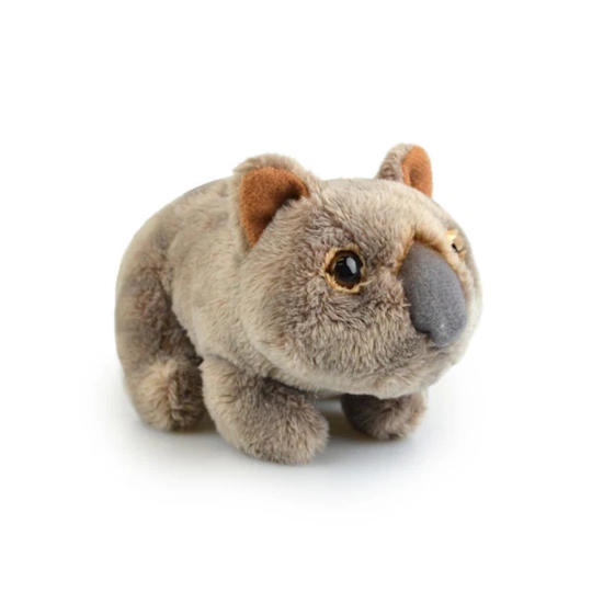 Plush Wombat, facing right against a white background.